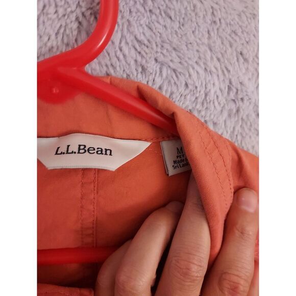 LL Bean Jacket Womens Medium Petite Utility Cargo Full Zip Pockets Salmon SPOTS - Picture 3 of 12